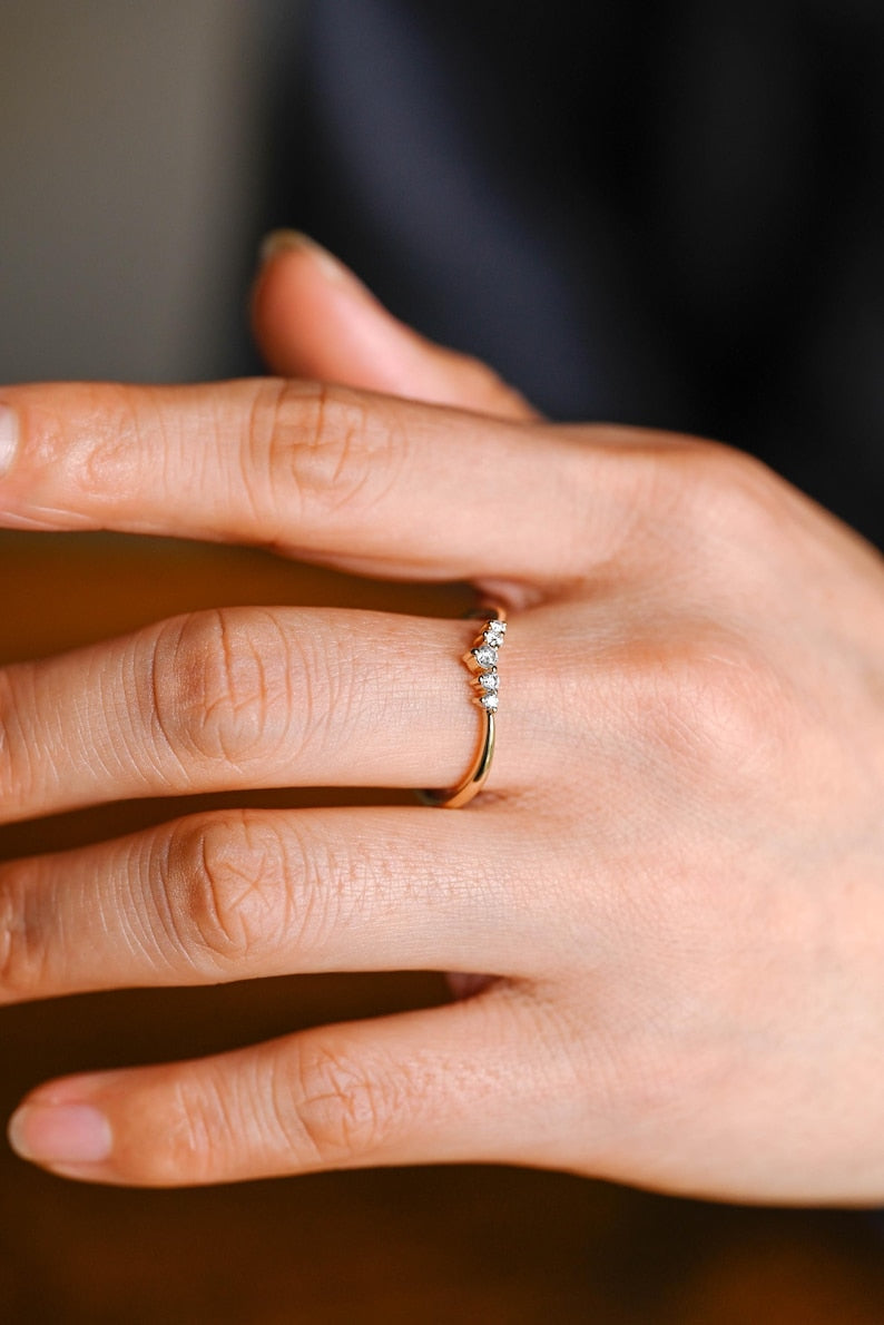 Marquise Cut Cluster Styled Lab Grown Wedding Band