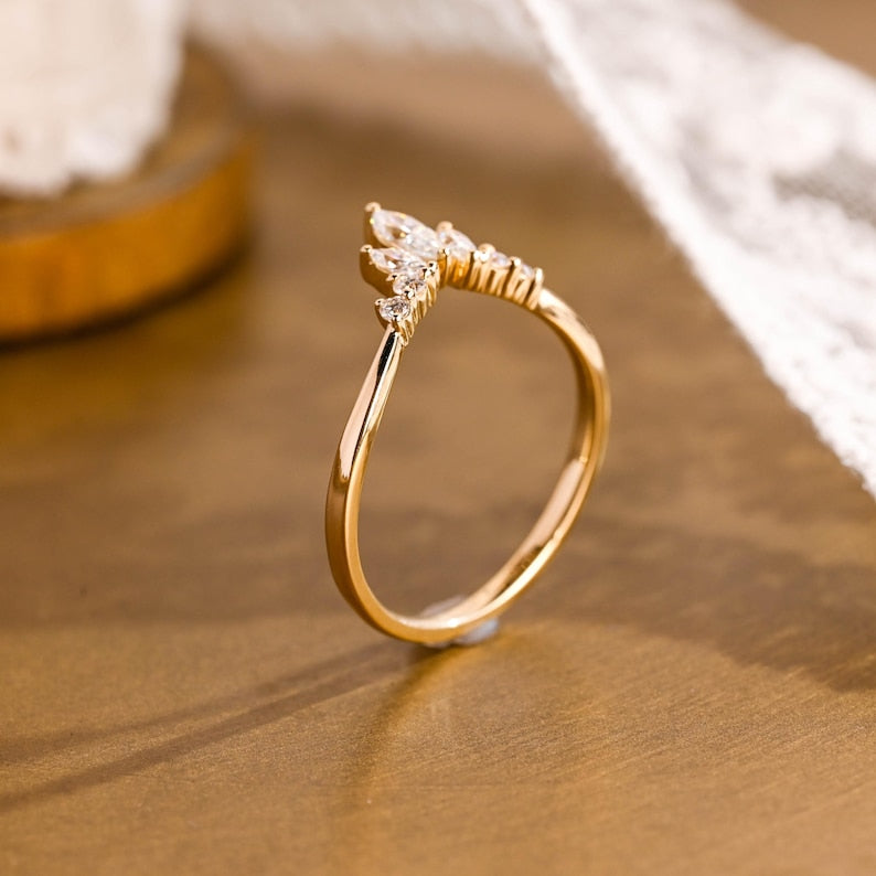 Marquise Cut Cluster Styled Lab Grown Wedding Band