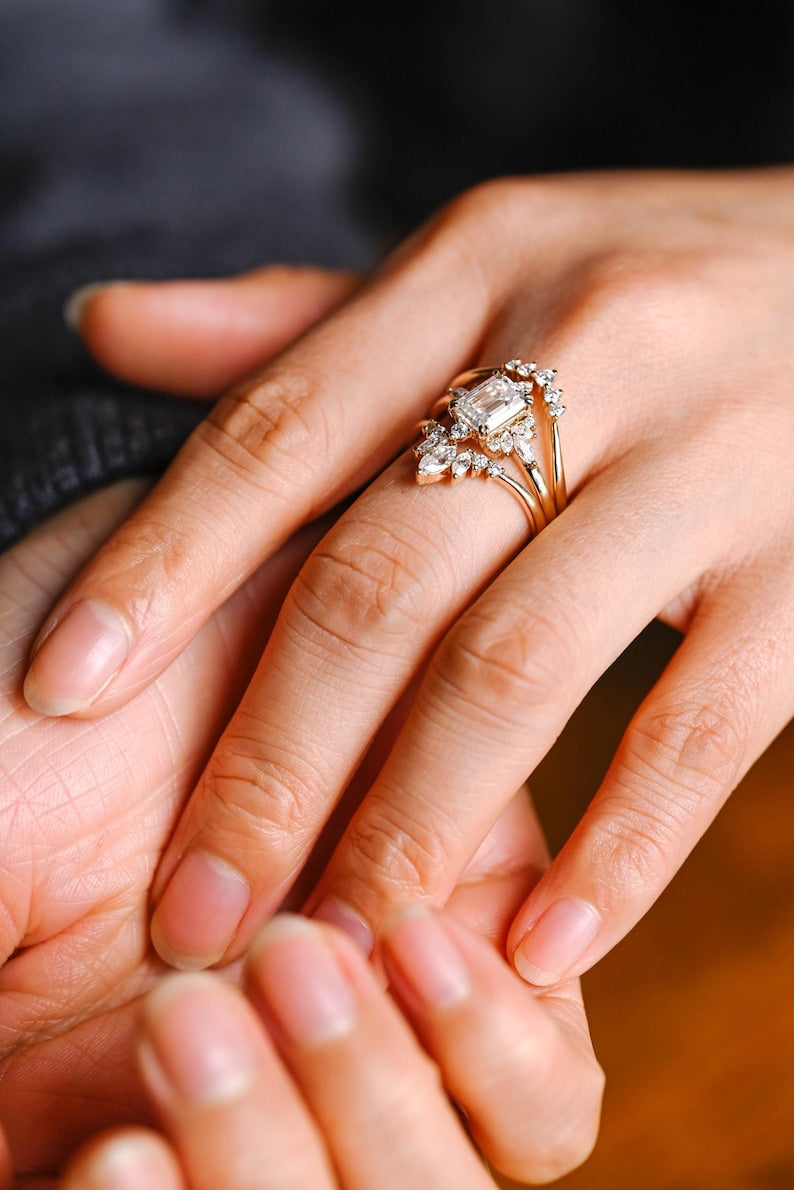 Marquise Cut Cluster Styled Lab Grown Wedding Band