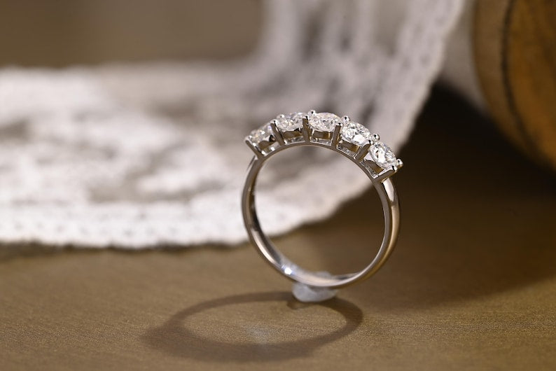 Marquise Cut Cluster Styled Lab Grown Wedding Band