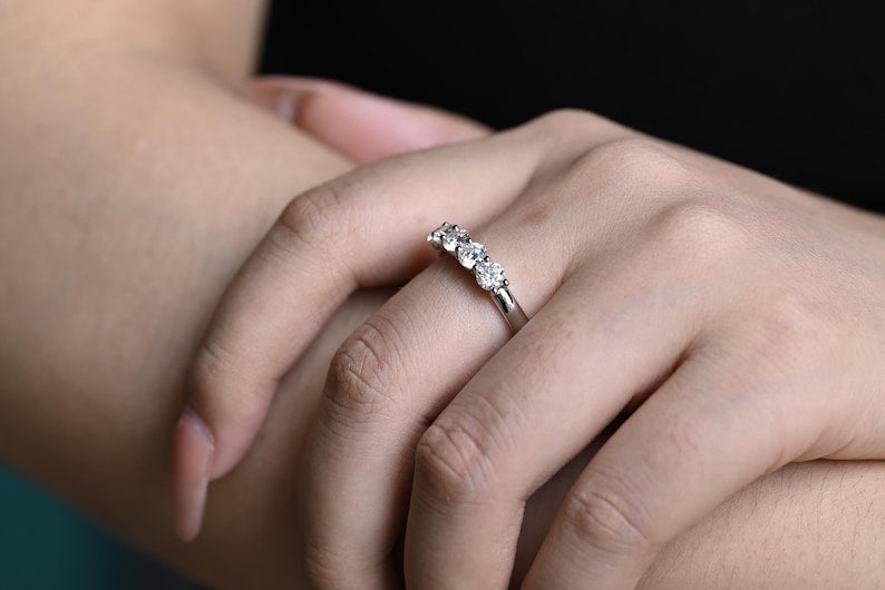 Marquise Cut Cluster Styled Lab Grown Wedding Band