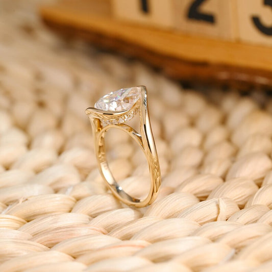 Marquise Cut Cluster Styled Lab Grown Diamond Engagement Ring