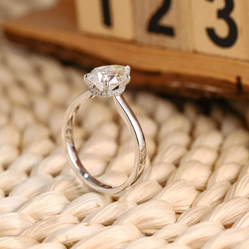 Marquise Cut Cluster Styled Lab Grown Diamond Engagement Ring
