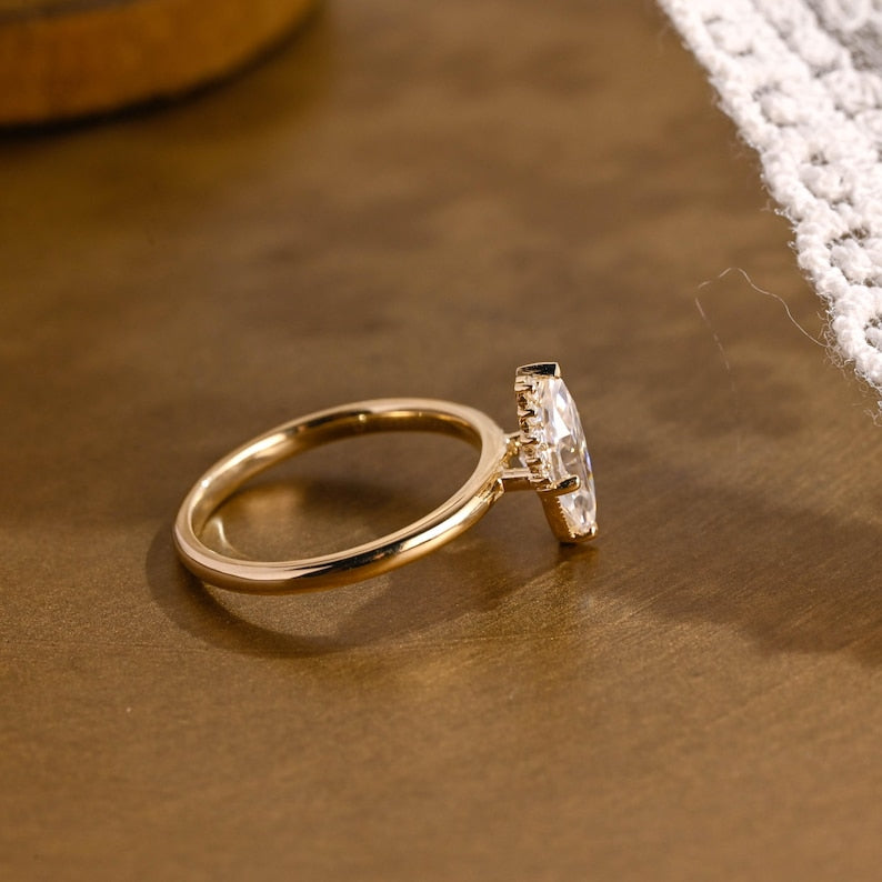 Marquise Cut Cluster Styled Lab Grown Diamond Engagement Ring