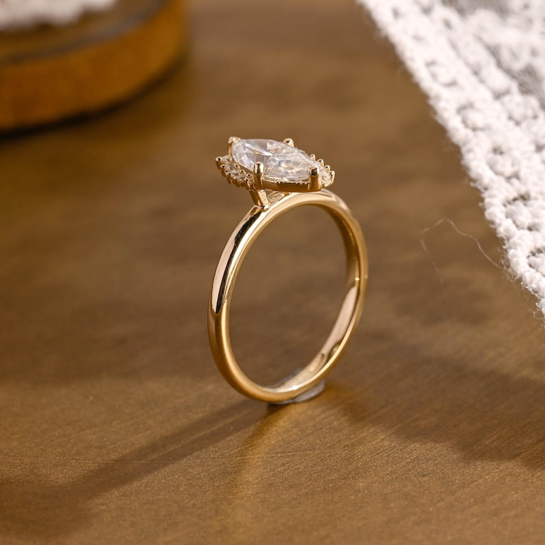 Marquise Cut Cluster Styled Lab Grown Diamond Engagement Ring