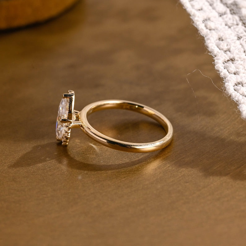 Marquise Cut Cluster Styled Lab Grown Diamond Engagement Ring