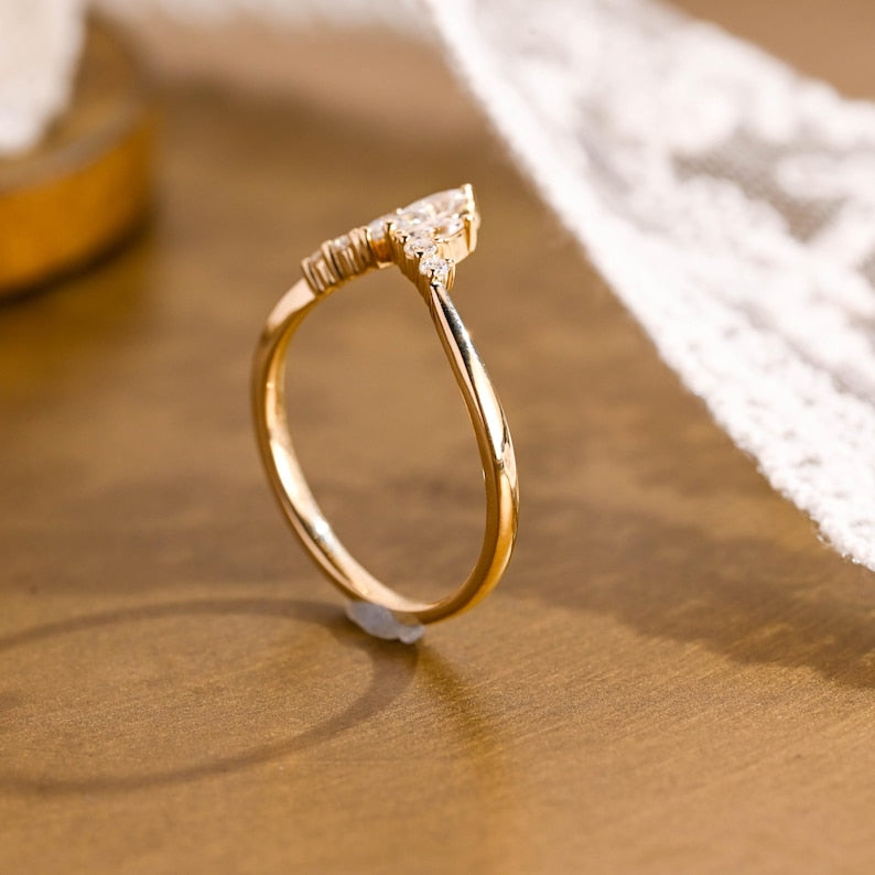 Marquise Cut Cluster Styled Lab Grown Wedding Band