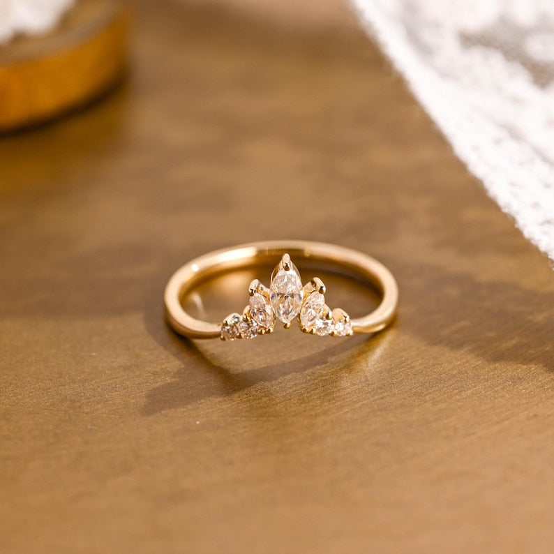 Marquise Cut Cluster Styled Lab Grown Wedding Band