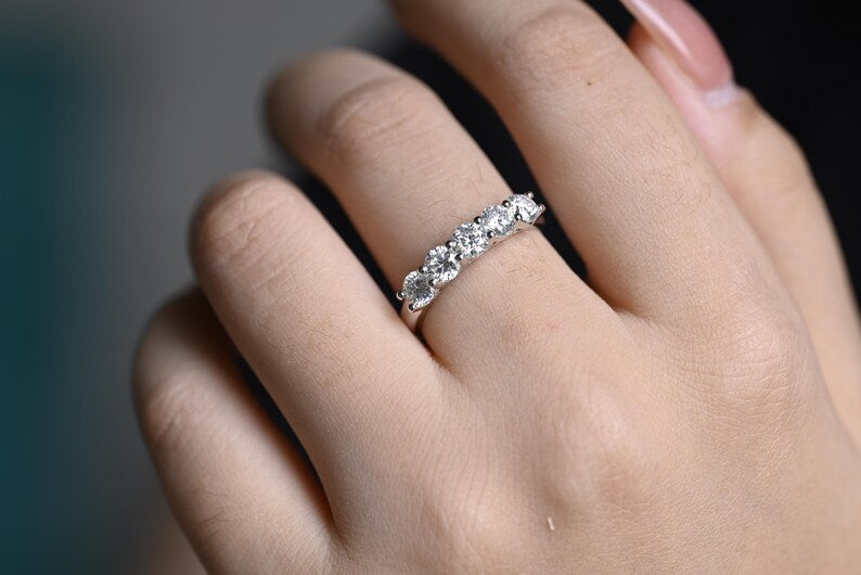 Marquise Cut Cluster Styled Lab Grown Wedding Band