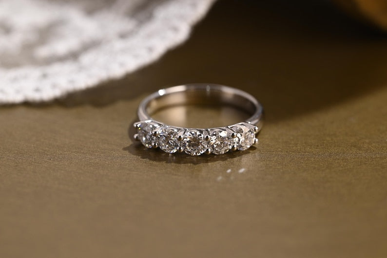 Marquise Cut Cluster Styled Lab Grown Wedding Band