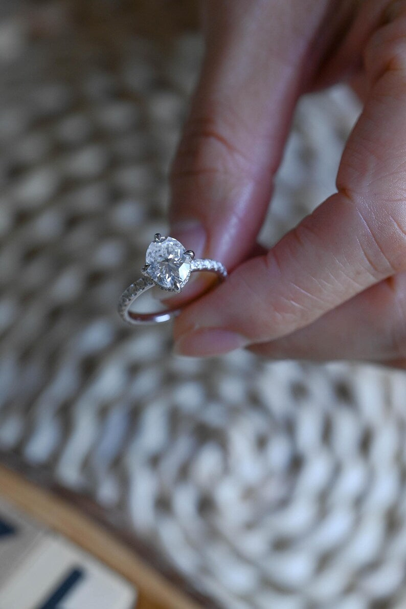 Marquise Cut Cluster Styled Lab Grown Diamond Engagement Ring