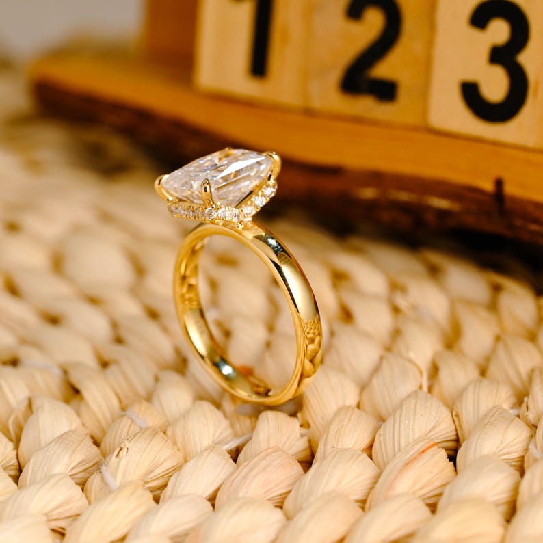 Marquise Cut Cluster Styled Lab Grown Diamond Engagement Ring