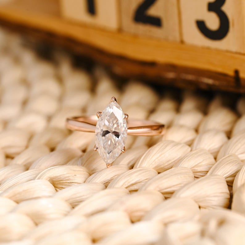 Marquise Cut Cluster Styled Lab Grown Diamond Engagement Ring