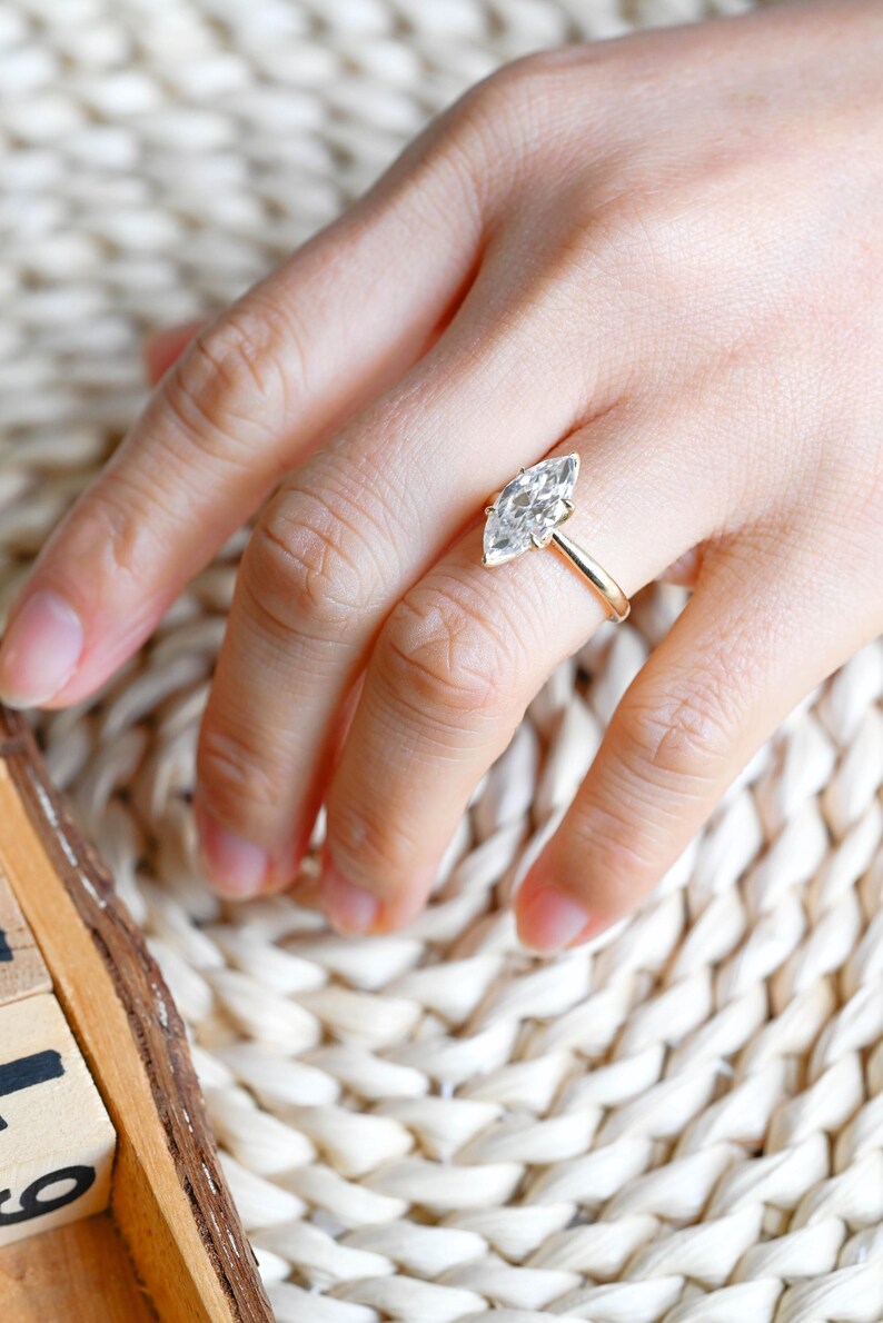 Marquise Cut Cluster Styled Lab Grown Diamond Engagement Ring