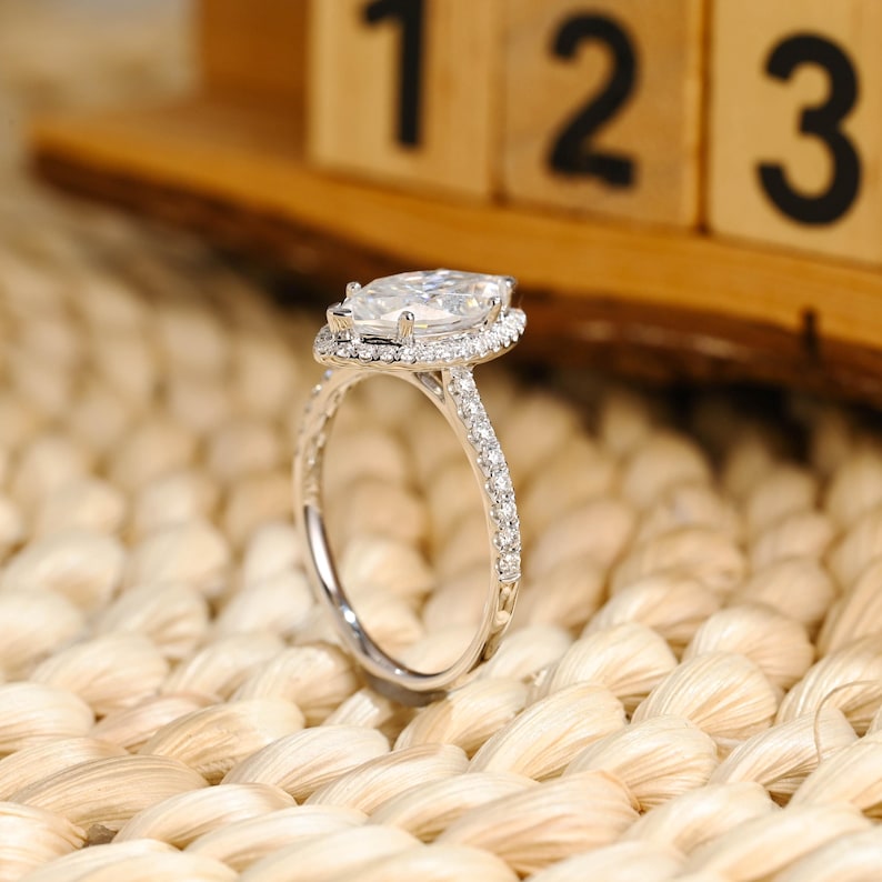 Marquise Cut Cluster Styled Lab Grown Diamond Engagement Ring