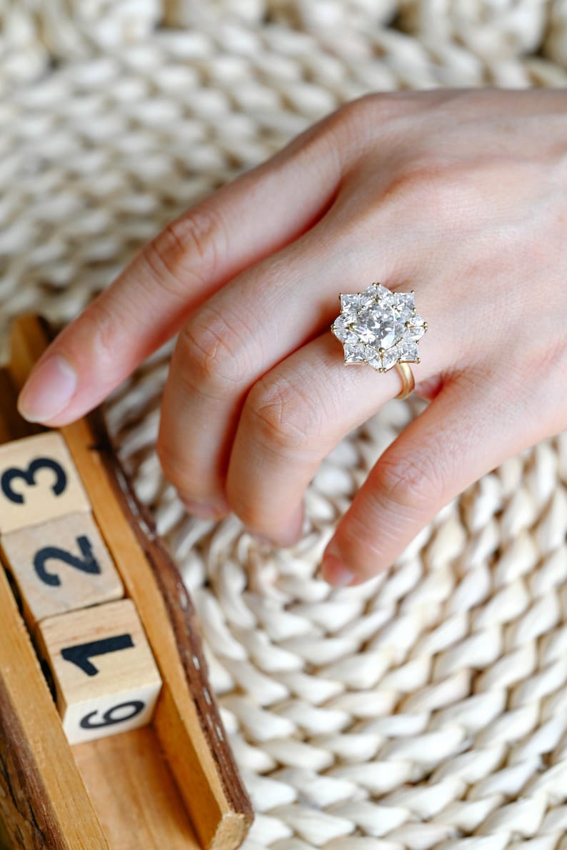 Marquise Cut Cluster Styled Lab Grown Diamond Engagement Ring