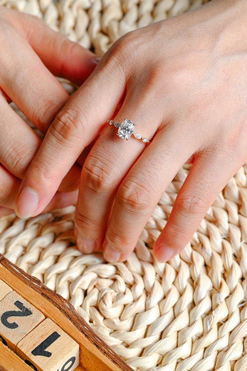 Marquise Cut Cluster Styled Lab Grown Diamond Engagement Ring