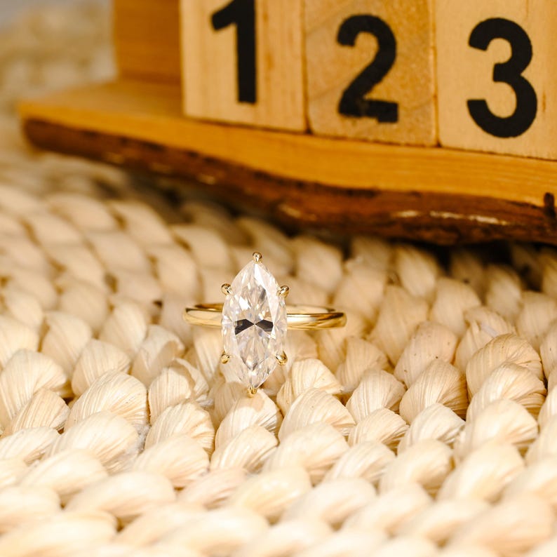 Marquise Cut Cluster Styled Lab Grown Diamond Engagement Ring