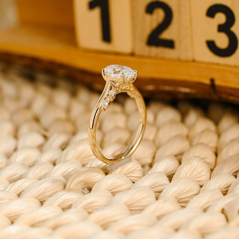 Marquise Cut Cluster Styled Lab Grown Diamond Engagement Ring