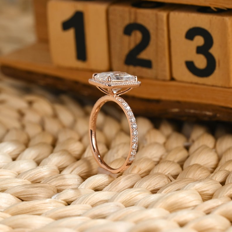 Marquise Cut Cluster Styled Lab Grown Diamond Engagement Ring