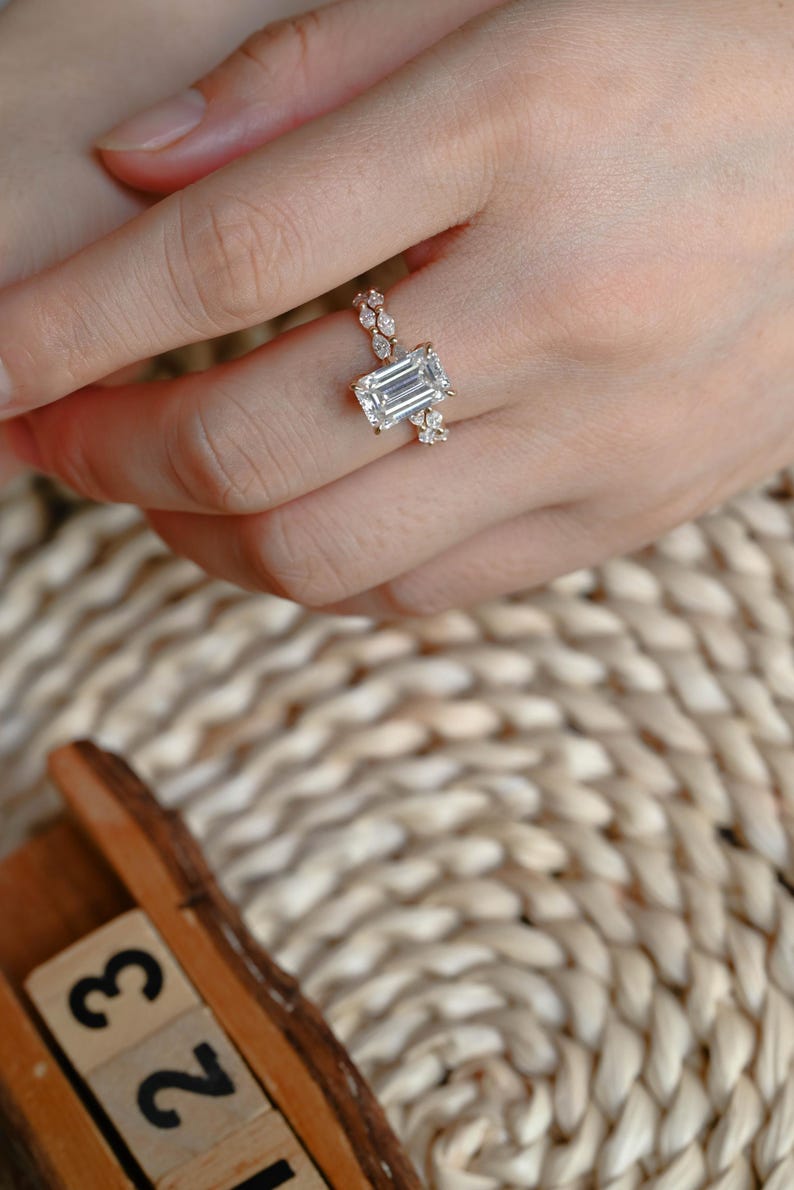 Marquise Cut Cluster Styled Lab Grown Diamond Engagement Ring