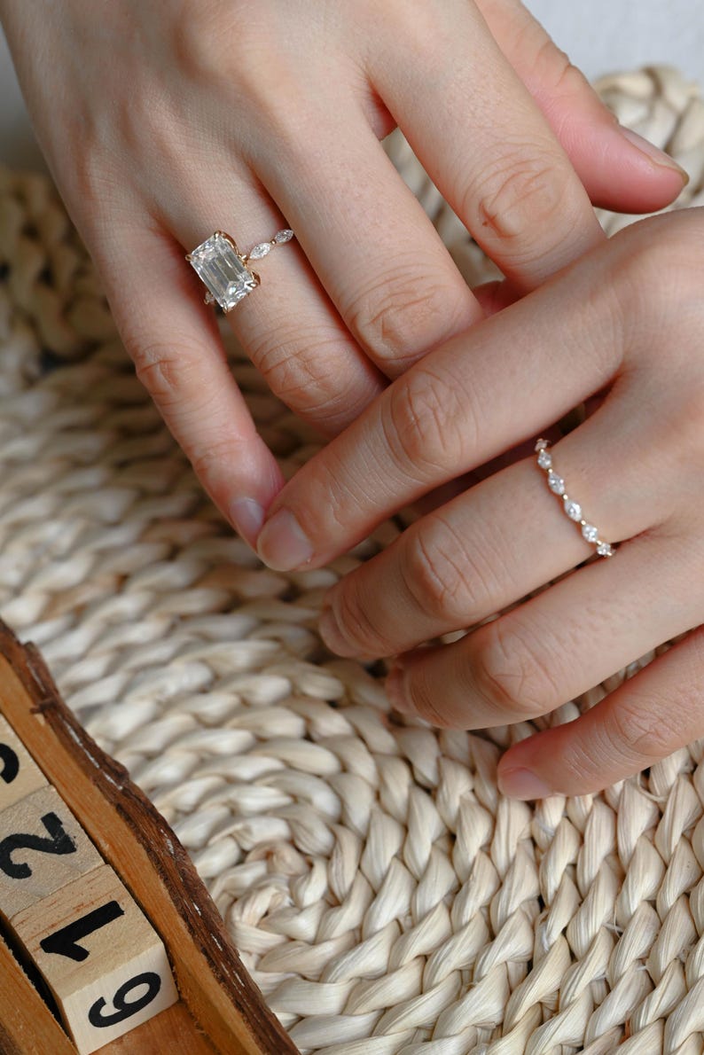 Marquise Cut Cluster Styled Lab Grown Diamond Engagement Ring