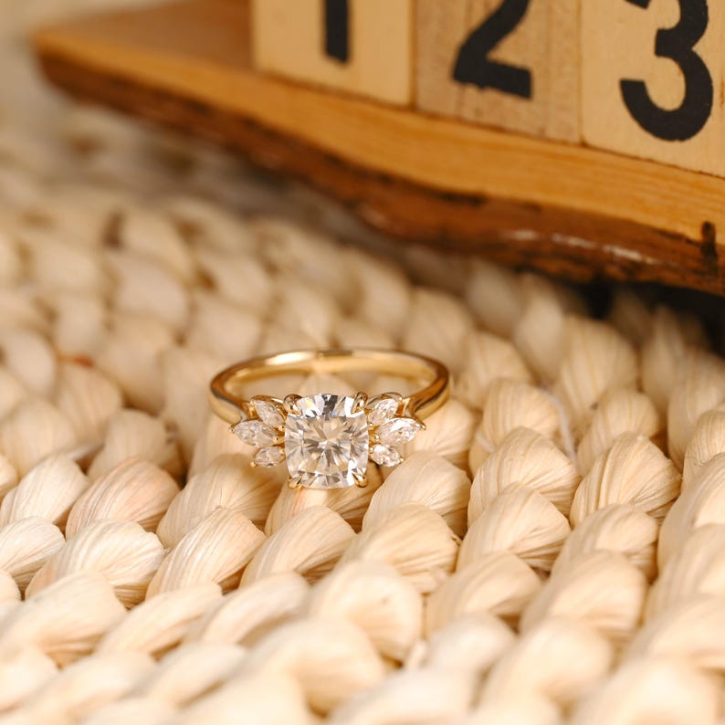 Marquise Cut Cluster Styled Lab Grown Diamond Engagement Ring
