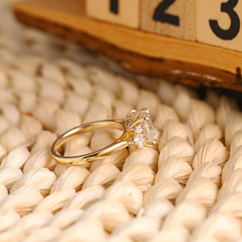 Marquise Cut Cluster Styled Lab Grown Diamond Engagement Ring