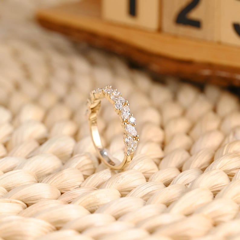 Marquise Cut Cluster Styled Lab Grown Wedding Band