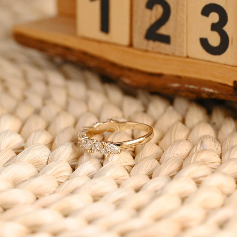 Marquise Cut Cluster Styled Lab Grown Wedding Band