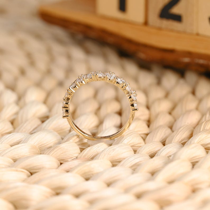 Marquise Cut Cluster Styled Lab Grown Wedding Band