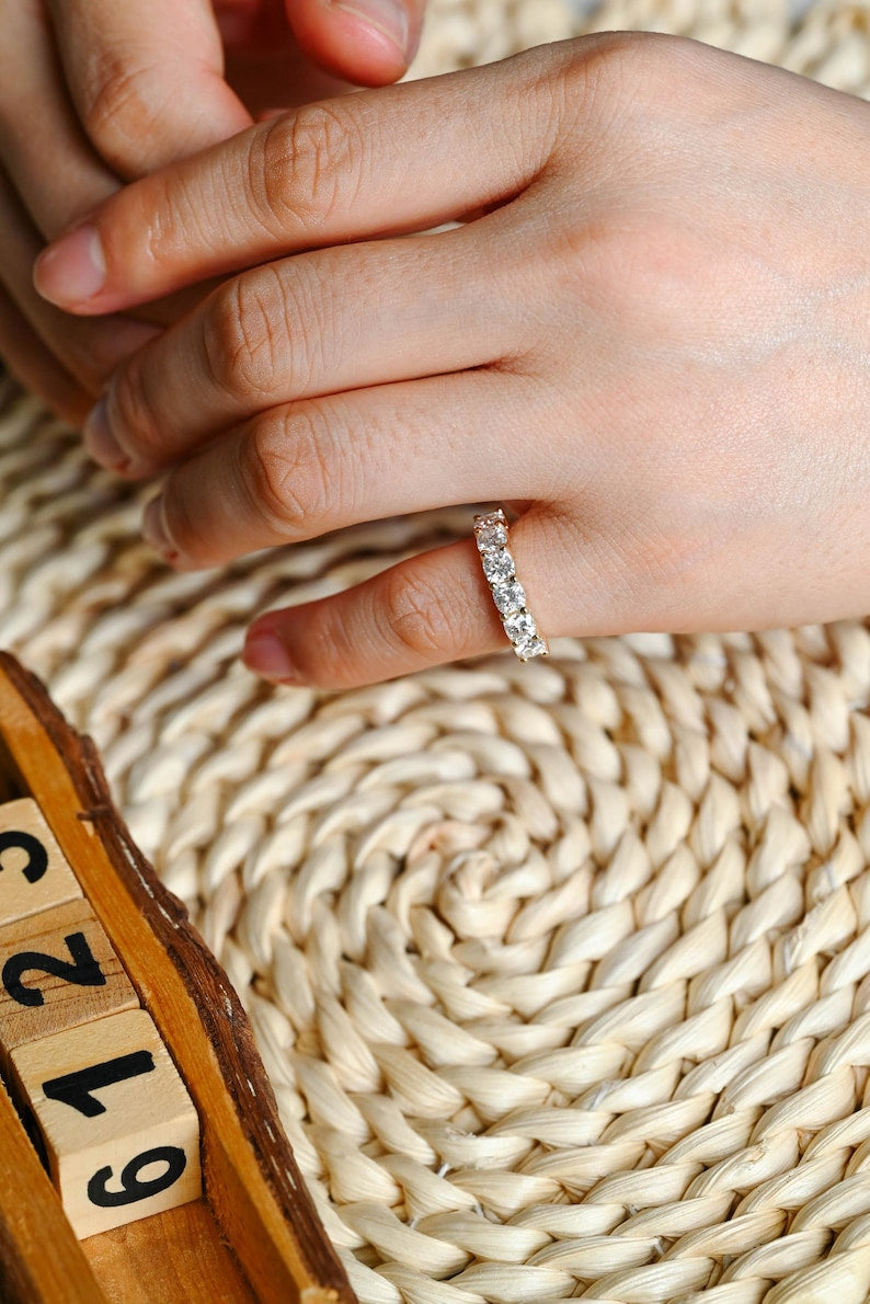 Marquise Cut Cluster Styled Lab Grown Wedding Band