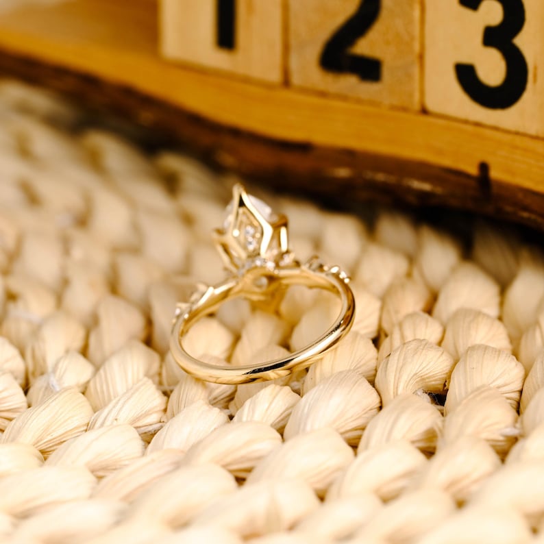 Marquise Cut Cluster Styled Lab Grown Diamond Engagement Ring