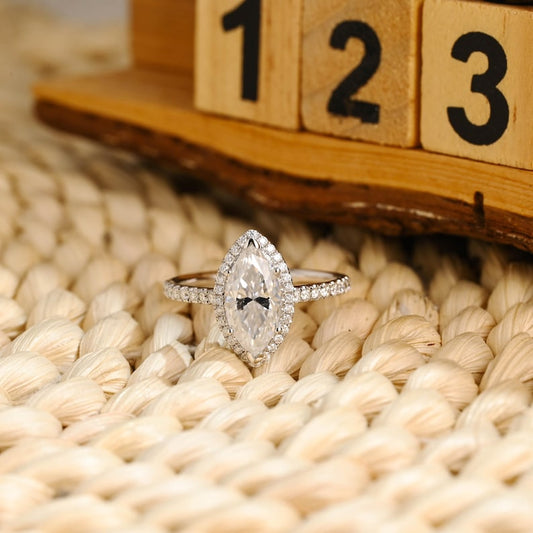 Marquise Cut Cluster Styled Lab Grown Diamond Engagement Ring