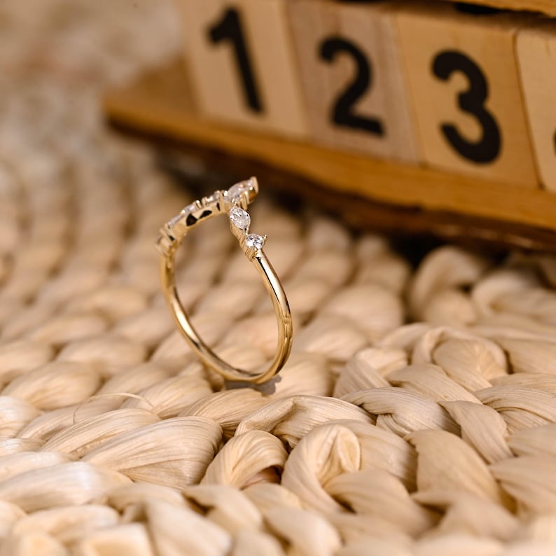 Marquise Cut Cluster Styled Lab Grown Wedding Band