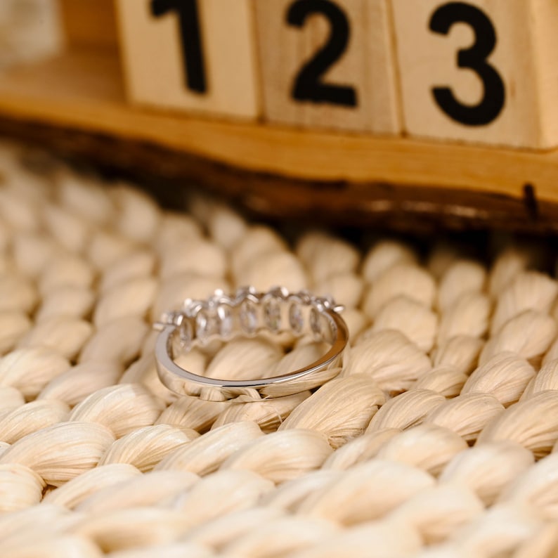 Marquise Cut Cluster Styled Lab Grown Wedding Band