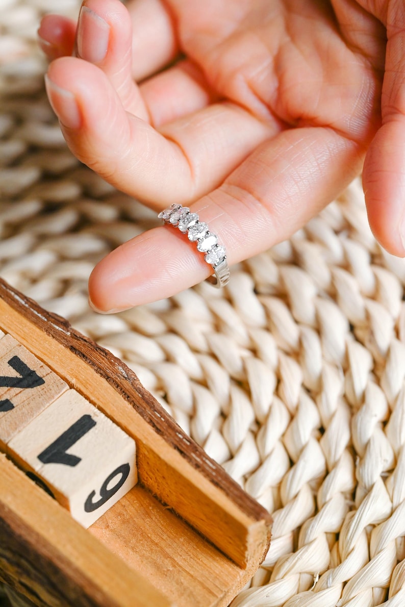 Marquise Cut Cluster Styled Lab Grown Wedding Band