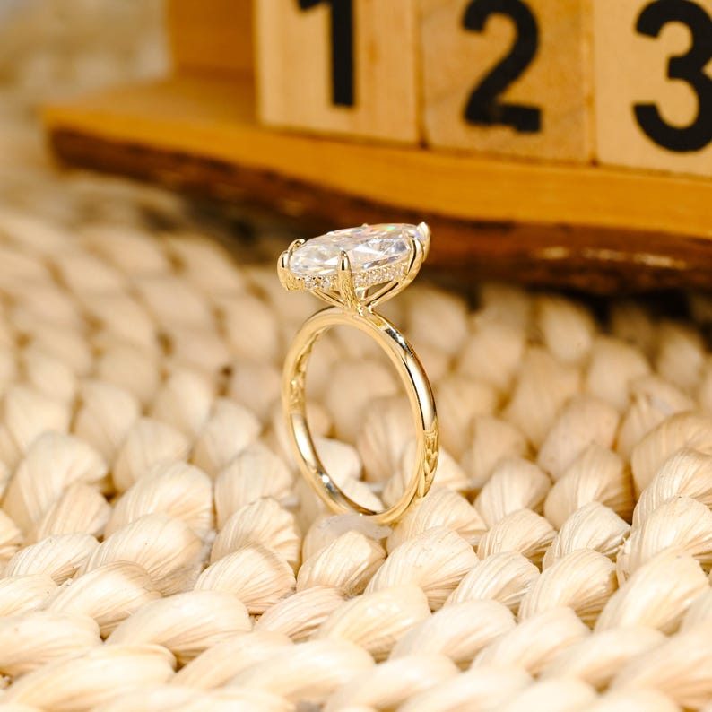 Marquise Cut Cluster Styled Lab Grown Diamond Engagement Ring