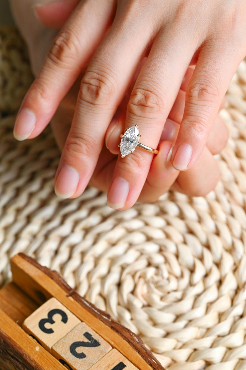 Marquise Cut Cluster Styled Lab Grown Diamond Engagement Ring