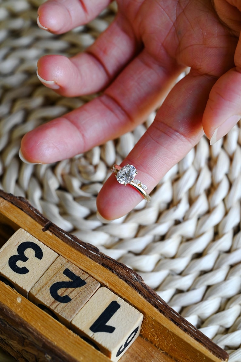 Marquise Cut Cluster Styled Lab Grown Diamond Engagement Ring