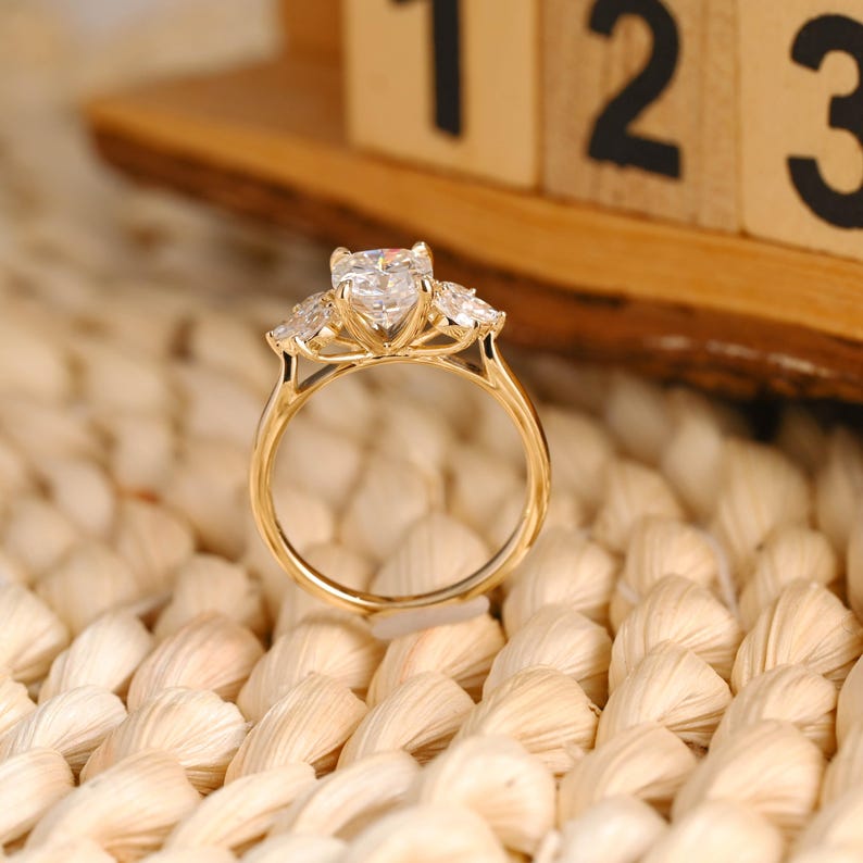 Marquise Cut Cluster Styled Lab Grown Diamond Engagement Ring
