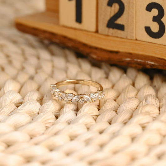 Marquise Cut Cluster Styled Lab Grown Wedding Band