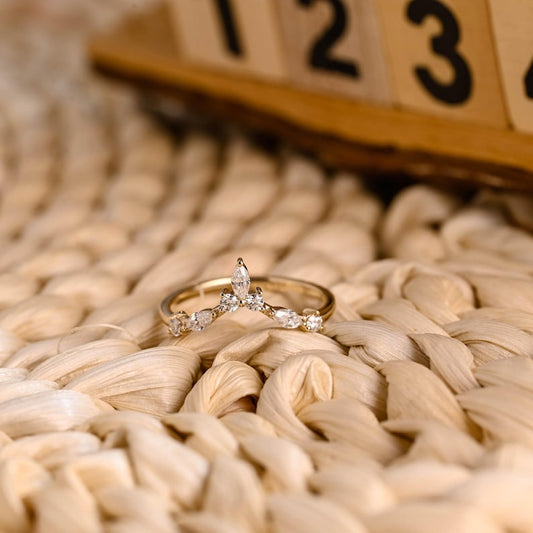 Marquise Cut Cluster Styled Lab Grown Wedding Band