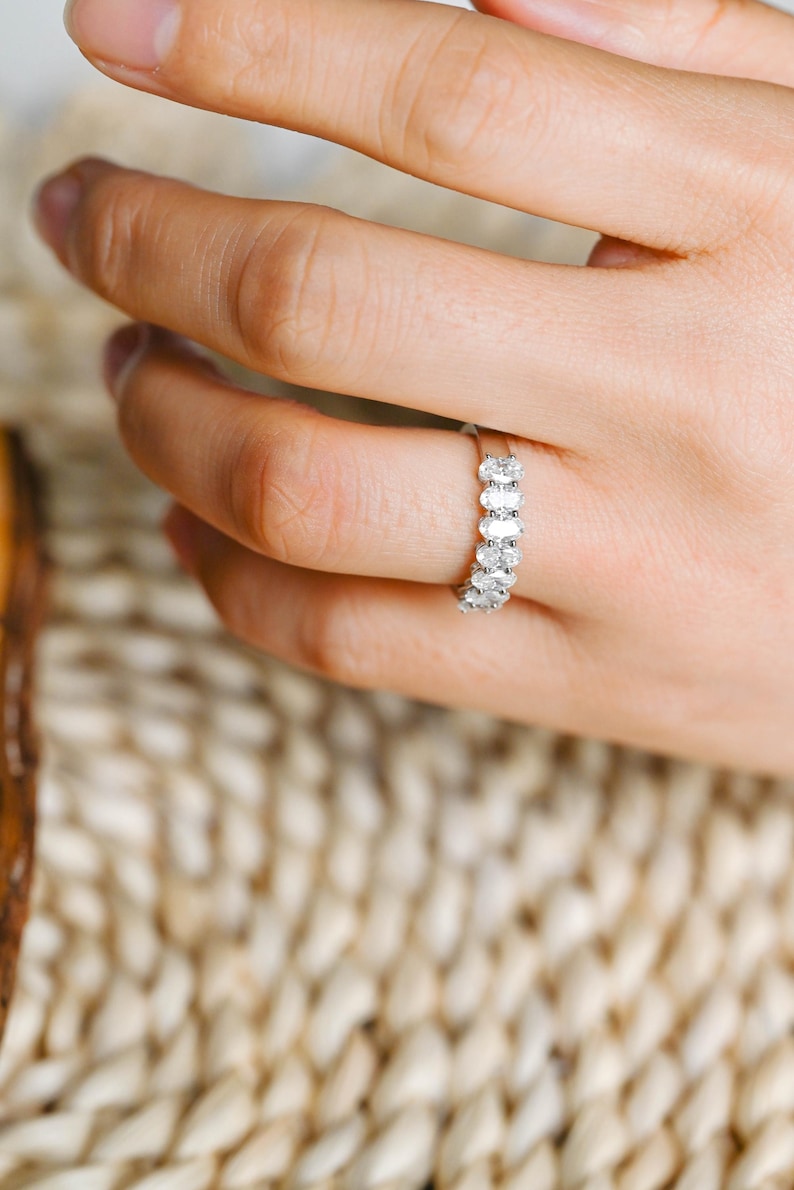 Marquise Cut Cluster Styled Lab Grown Wedding Band