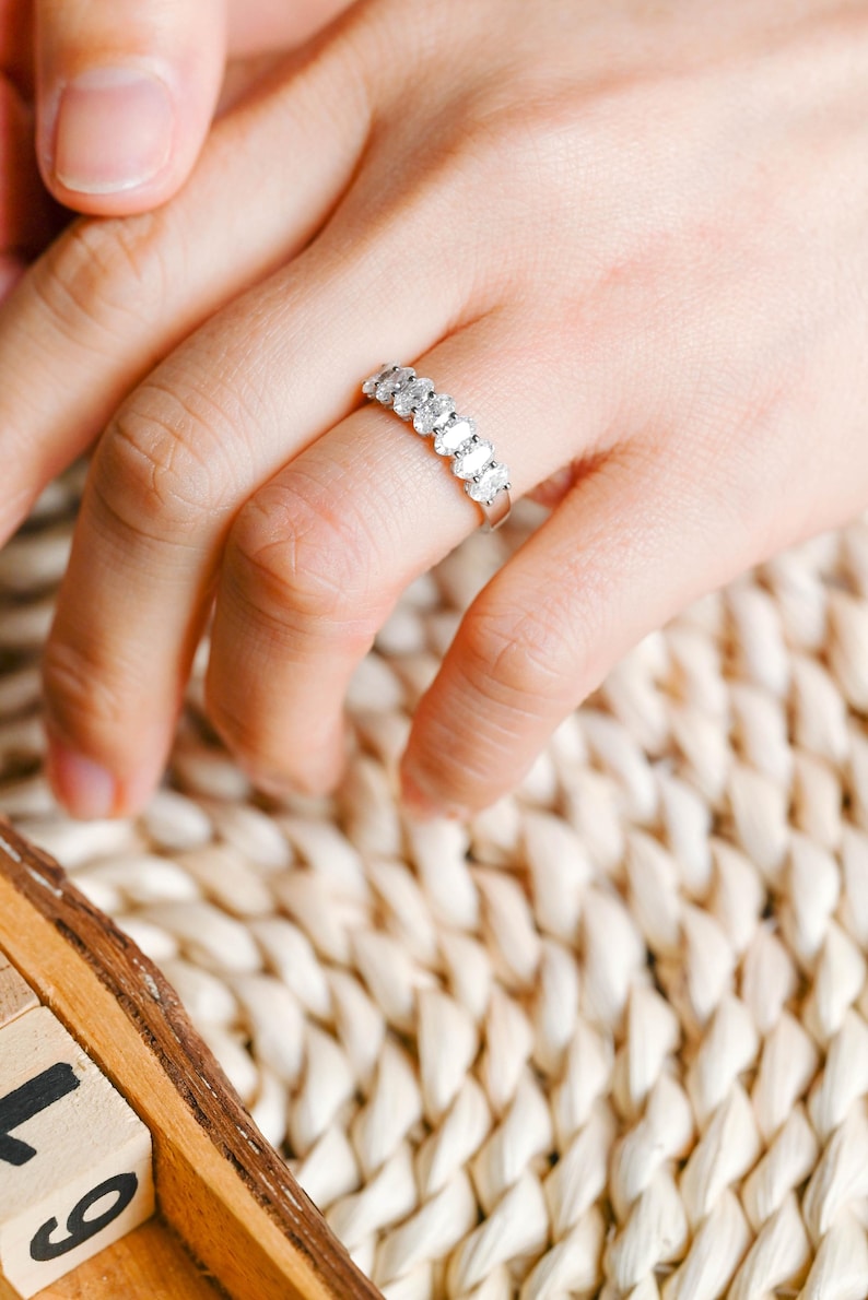 Marquise Cut Cluster Styled Lab Grown Wedding Band