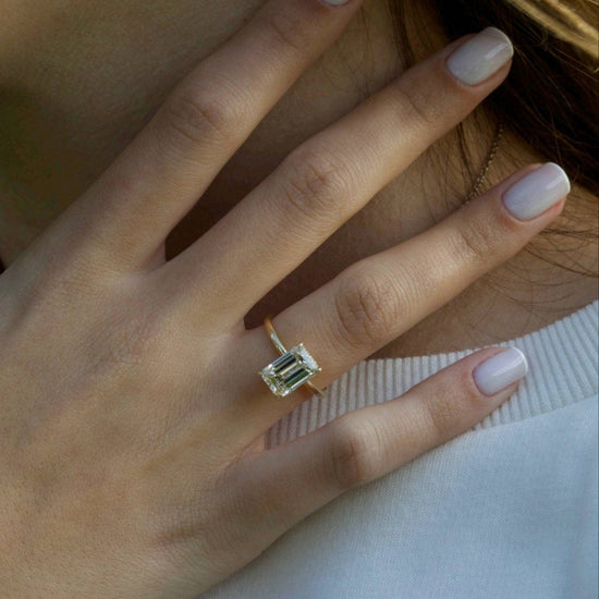 2 CT Emerald Hidden Halo CVD D/VS1 Diamond Engagement Ring 5