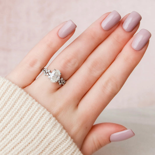 Marquise Cut Cluster Styled Lab Grown Bridal Ring Set