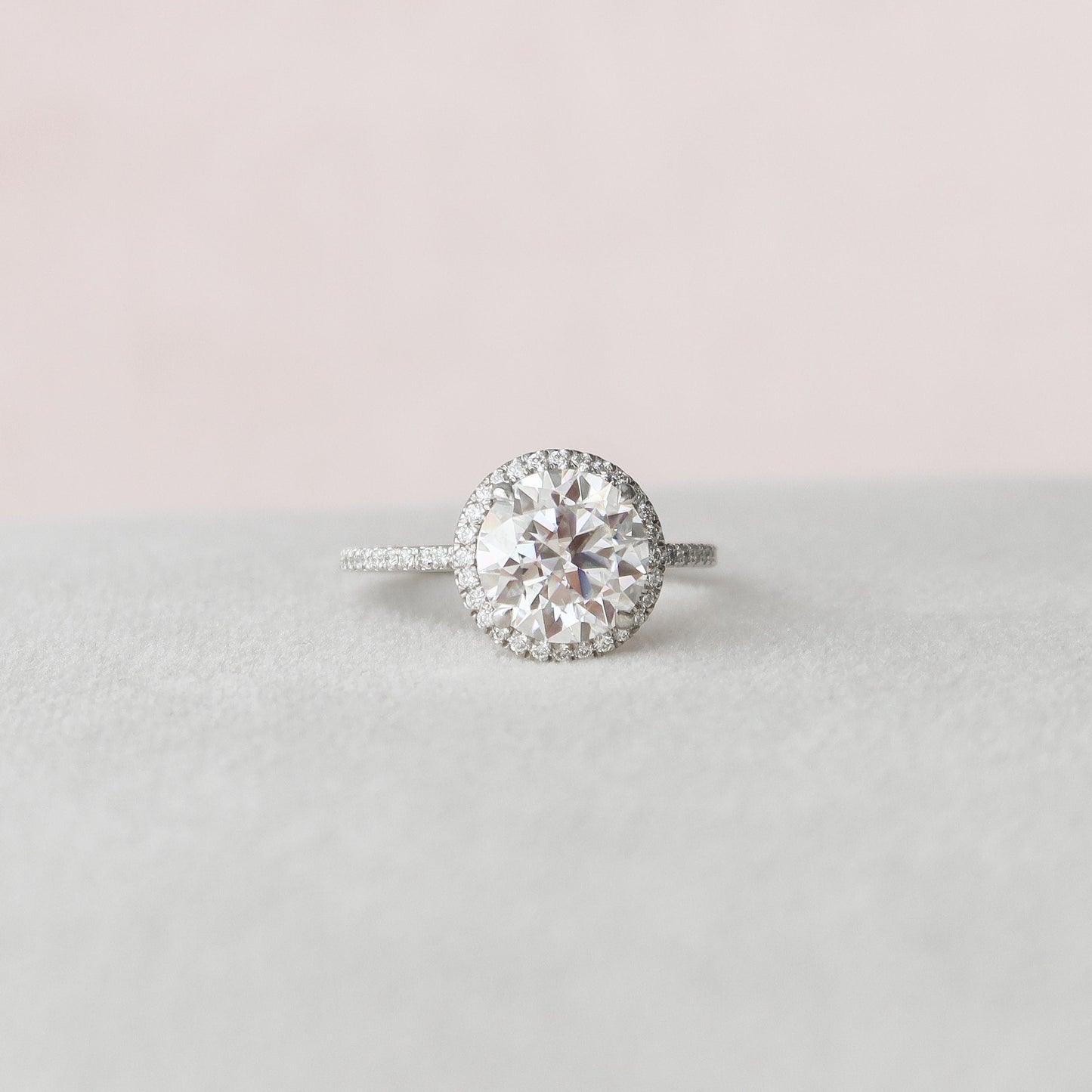 3.0 CT Round Cut Halo & Pave Style Moissanite Engagement Ring 1