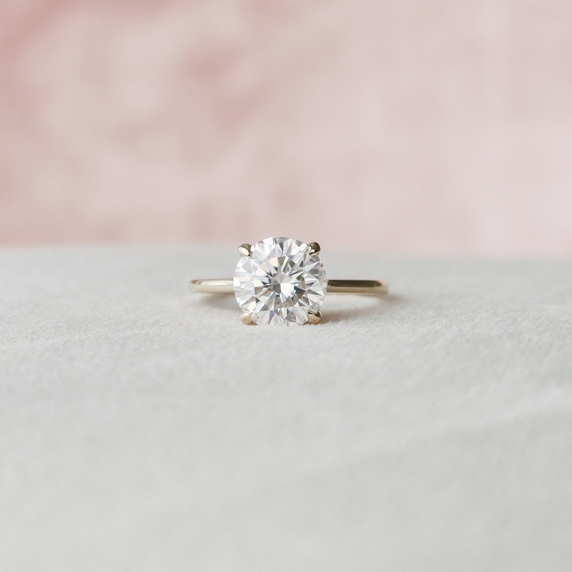 3.0 CT Round Cut Hidden Halo Style Moissanite Engagement Ring 1