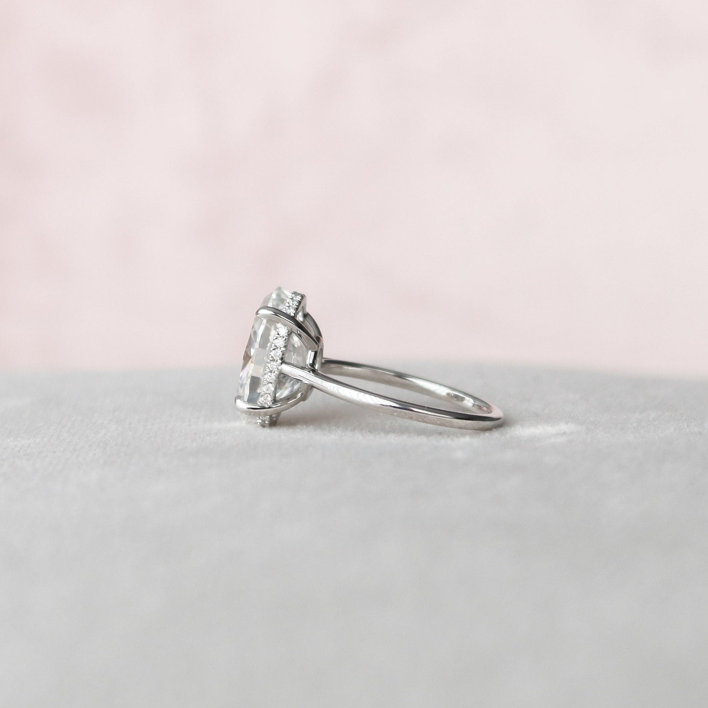 5.0 CT Oval Cut Hidden Halo Style Moissanite Engagement Ring 4